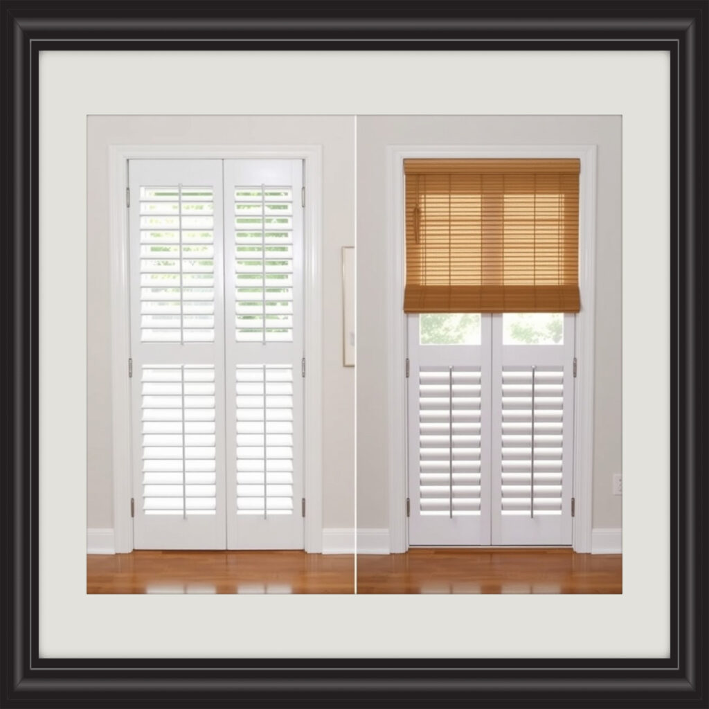 "Comparison of plantation shutters with other window treatments for sliding doors."