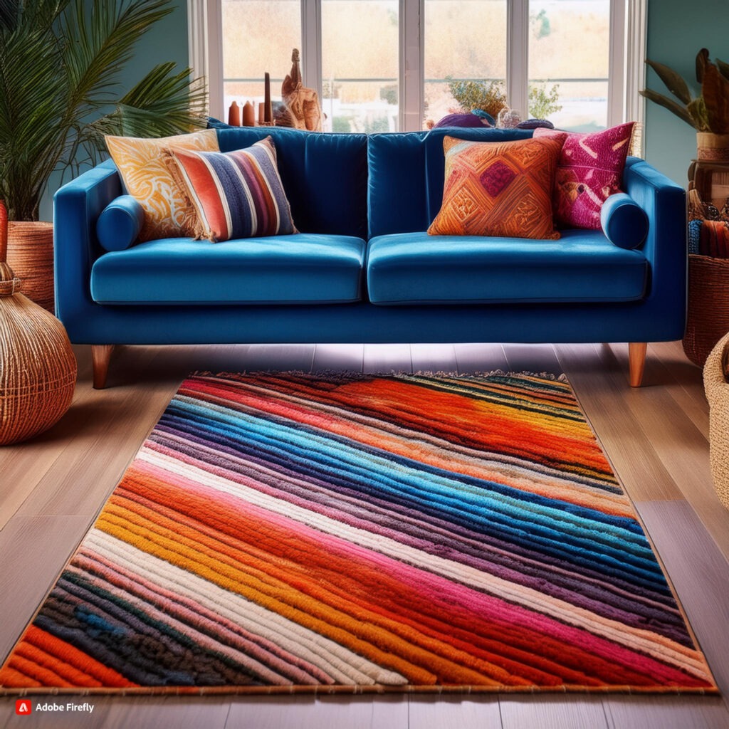 "Colorful rugs for living room featuring vibrant patterns and designs, adding style and personality to your home decor."