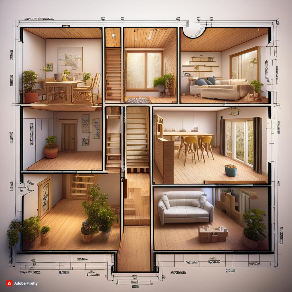 "Diagram illustrating how to balance functionality and aesthetics in small home room additions, with smart layout and design choices."