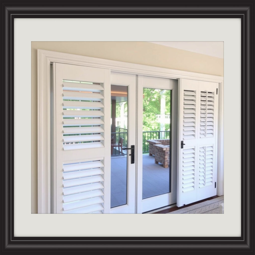 "Variety of styles and materials for plantation shutters on sliding doors to suit any décor."