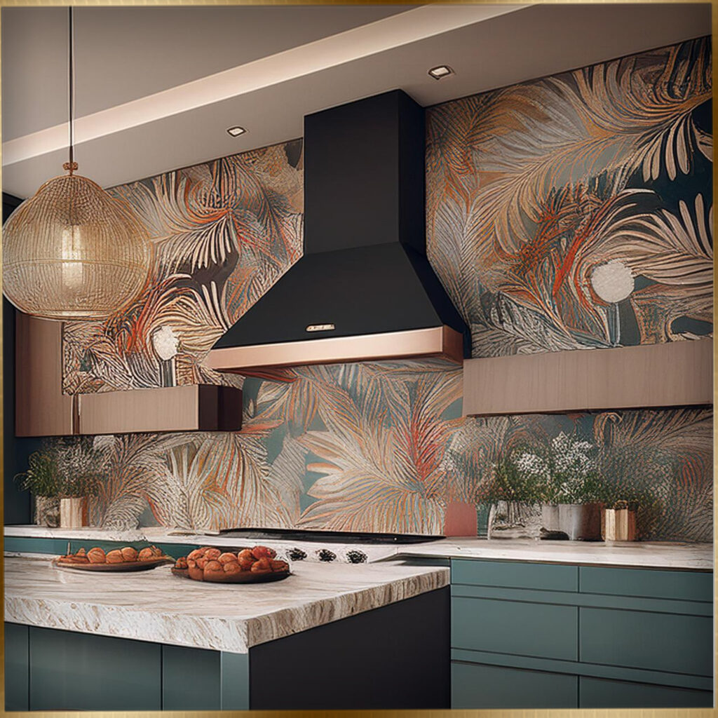 wallpaper for kitchen island