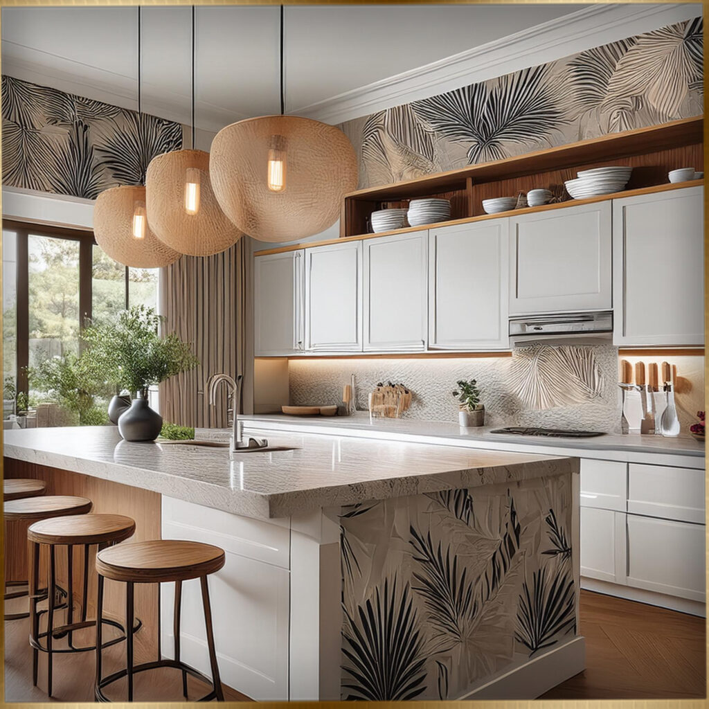 wallpaper for kitchen island