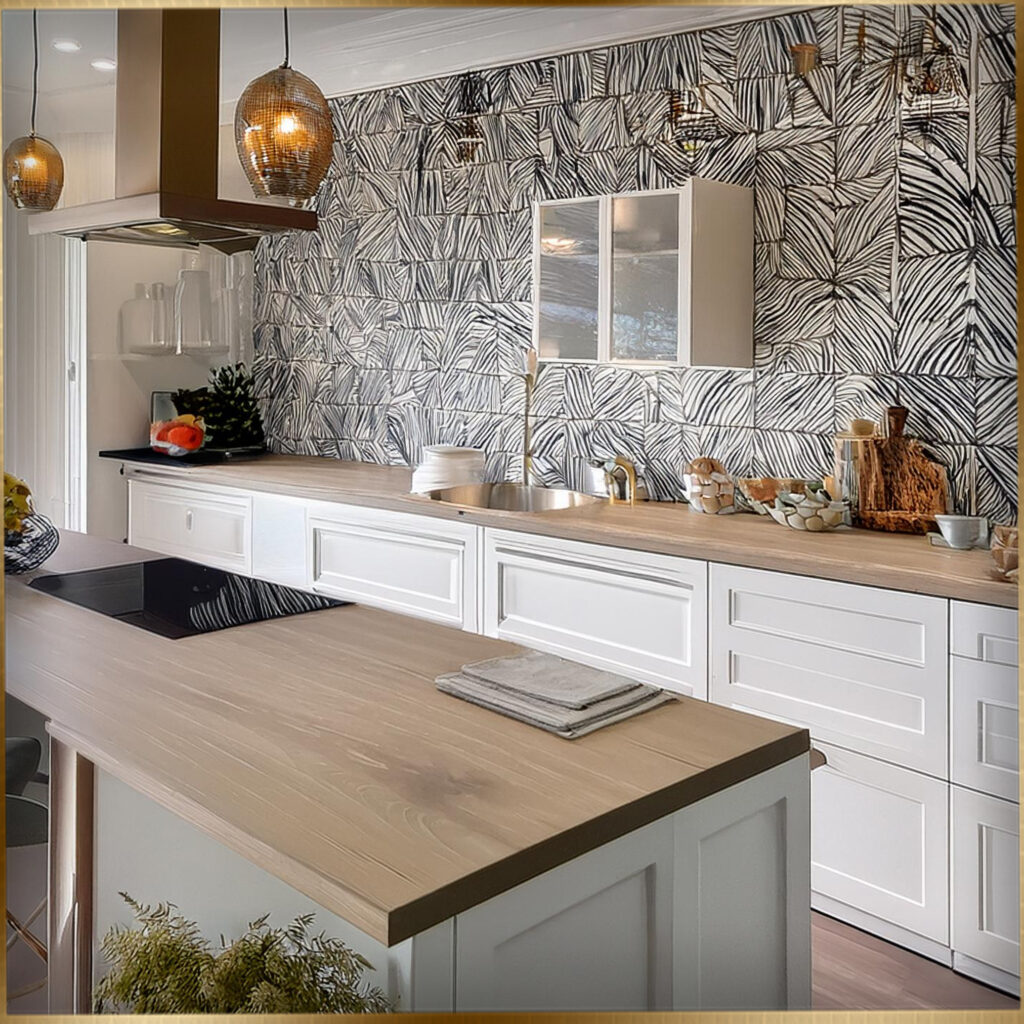 wallpaper for kitchen island