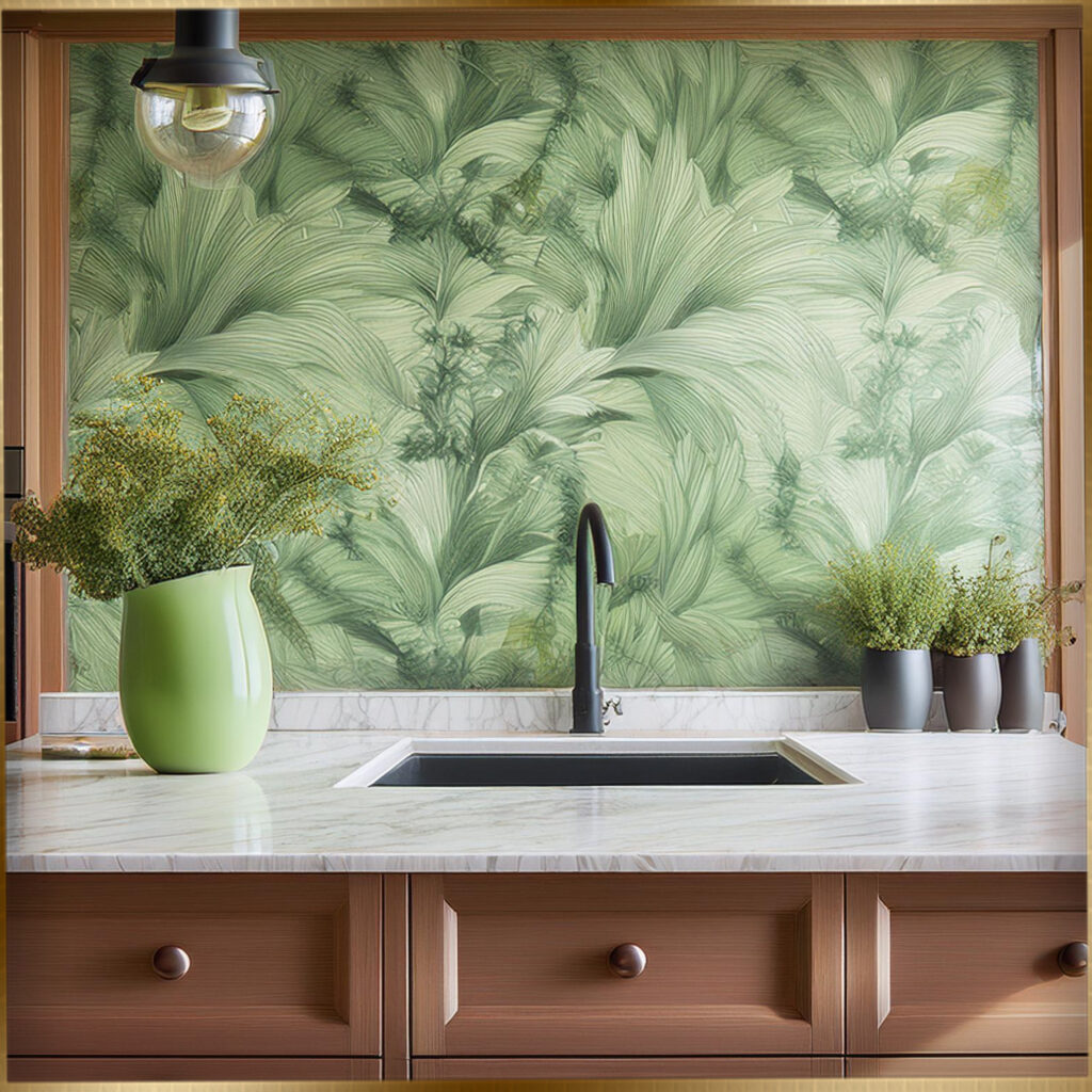 wallpaper for kitchen island