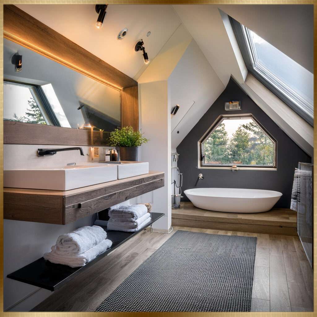 small attic bathroom sloped ceiling