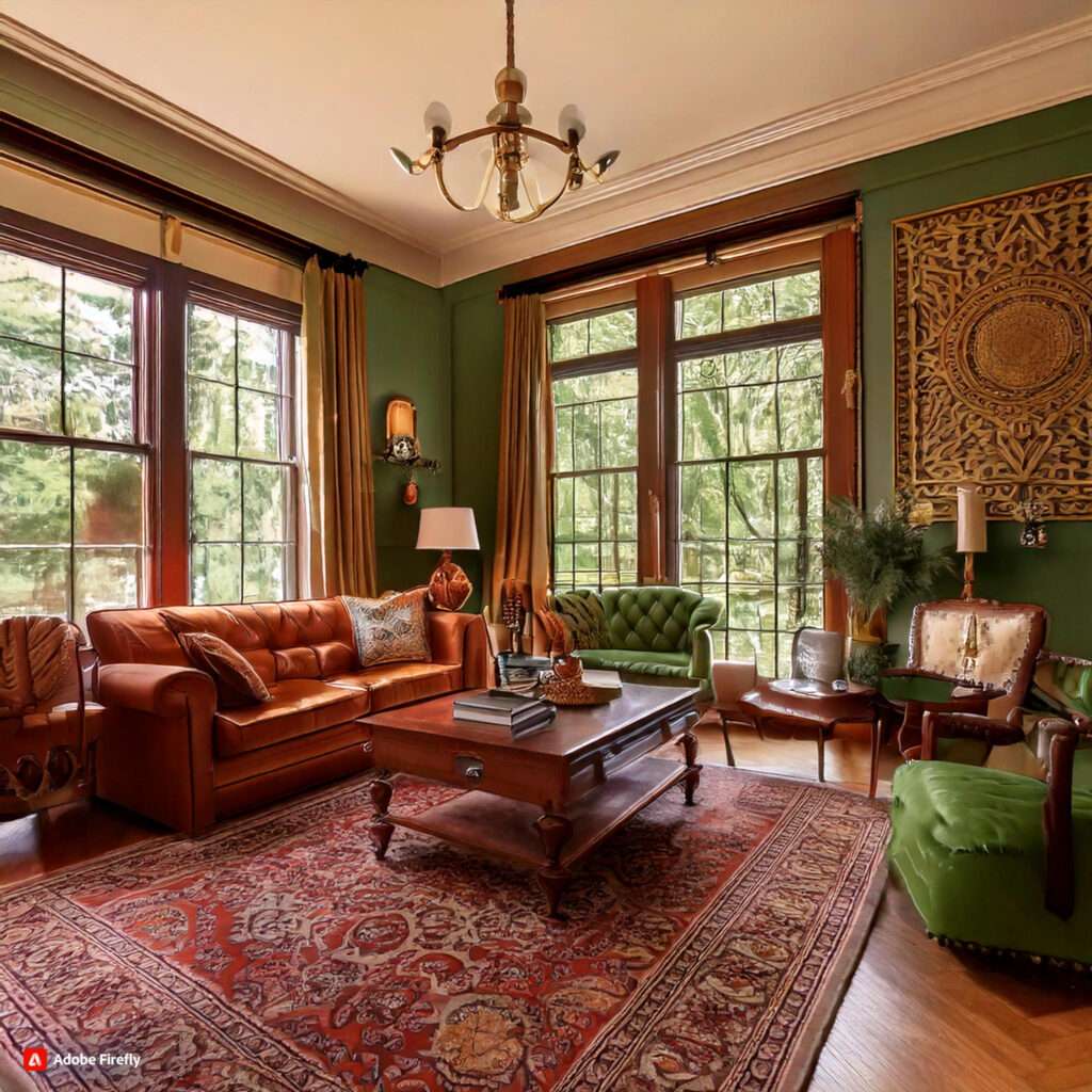 arts and crafts style living room